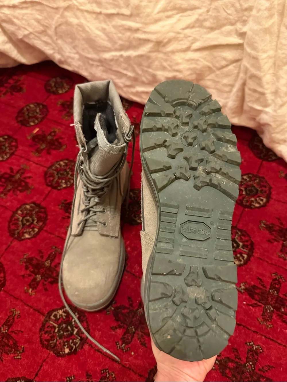 Tactical Suede Lace-Up Combat Boots in sage green